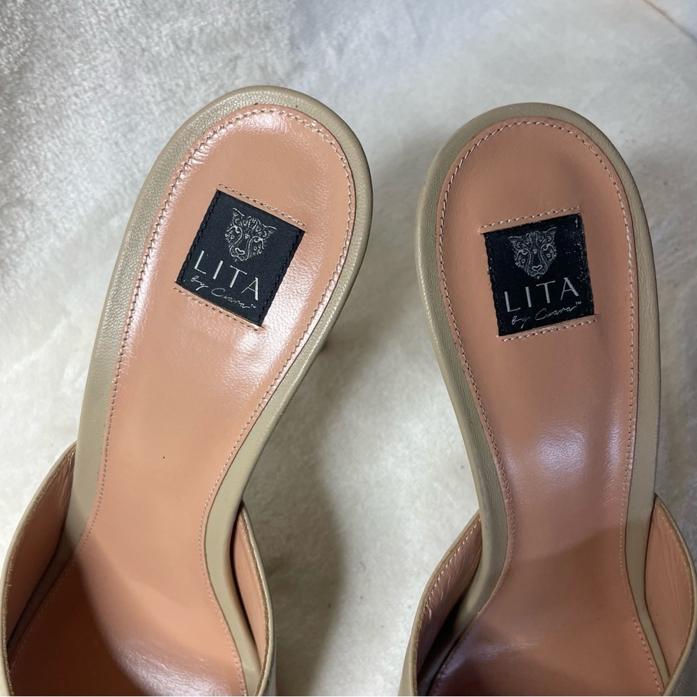 LITA BY CIARA SOLID SQUARE TOE SLIDE HEEL IN LEATHER‎ SIZE 42   11US  B 209 - Picture 8 of 14